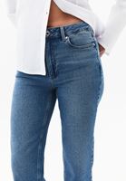 Bayan Mavi Yüksek Bel Straight-Fit Pantolon