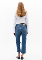 Bayan Mavi Yüksek Bel Straight-Fit Pantolon