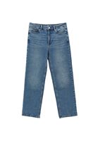 Bayan Mavi Yüksek Bel Straight-Fit Pantolon