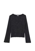 Women Black Washed High Neck T-Shirt