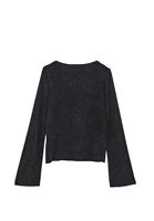 Women Black Washed High Neck T-Shirt