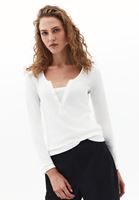 Women Cream Button-Detail T-Shirt