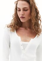 Women Cream Button-Detail T-Shirt