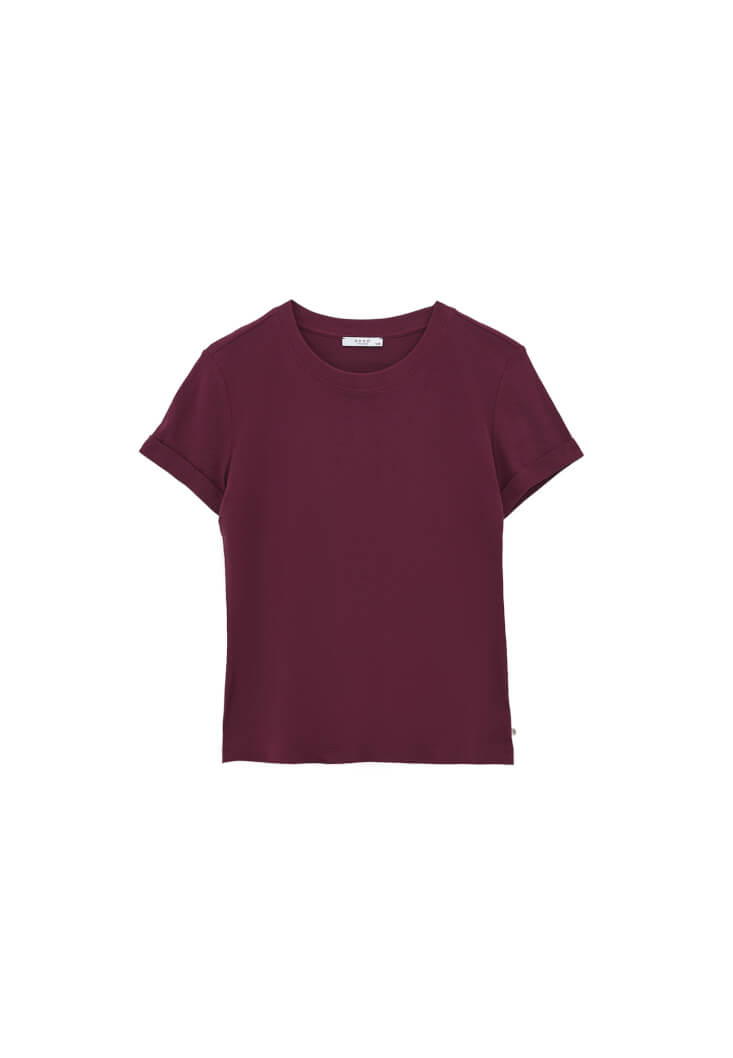 Women Purple Cotton Crew Neck T-Shirt