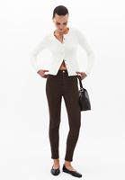 Bayan Kahverengi Yüksek Bel Skinny-Fit Pantolon ( TENCEL™ )
