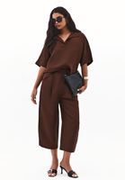 Bayan Kahverengi Keten Karışımlı Balon Pantolon ( TENCEL™ )