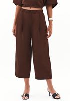 Bayan Kahverengi Keten Karışımlı Balon Pantolon ( TENCEL™ )