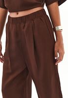Bayan Kahverengi Keten Karışımlı Balon Pantolon ( TENCEL™ )