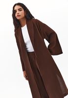 Bayan Kahverengi Keten Karışımlı Kimono ( TENCEL™ )