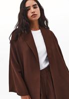 Bayan Kahverengi Keten Karışımlı Kimono ( TENCEL™ )