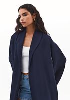 Bayan Lacivert Keten Karışımlı Kimono ( TENCEL™ )
