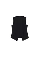 Bayan Siyah Keten Karışımlı Düğmeli Yelek ( TENCEL™ )