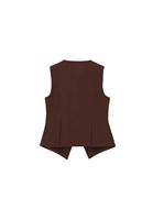 Bayan Kahverengi Keten Karışımlı Düğmeli Yelek ( TENCEL™ )