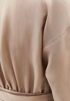 Bayan Bej Keten Karışımlı Kemerli Elbise (TENCEL™ )