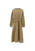 Bayan Yeşil Keten Karışımlı Kemerli Elbise (TENCEL™ )