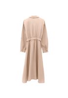 Bayan Bej Keten Karışımlı Kemerli Elbise (TENCEL™ )