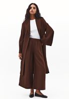 Bayan Kahverengi Keten Karışımlı Wide-Leg Pantolon ( TENCEL™ )