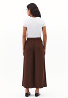 Bayan Kahverengi Keten Karışımlı Wide-Leg Pantolon ( TENCEL™ )