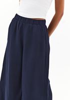 Bayan Lacivert Keten Karışımlı Wide-Leg Pantolon ( TENCEL™ )