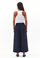 Bayan Lacivert Keten Karışımlı Wide-Leg Pantolon ( TENCEL™ )