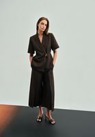 Bayan Kahverengi Keten Karışımlı Blazer Ceket ( TENCEL™ )