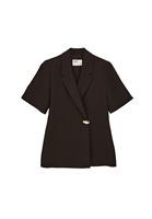 Bayan Kahverengi Keten Karışımlı Blazer Ceket ( TENCEL™ )