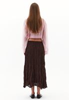 Bayan Kahverengi Keten Karışımlı Yüksek Bel Etek ( TENCEL™ )