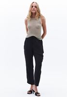 Bayan Siyah Yüksek Bel Straight-Fit Pantolon ( TENCEL™ )
