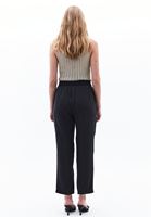 Bayan Siyah Yüksek Bel Straight-Fit Pantolon ( TENCEL™ )