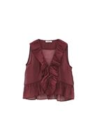 Women Bordeaux Ruffled Blouse