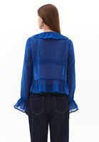 Bayan Mavi Fırfırlı Bluz ( TENCEL™ )