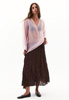 Bayan Pembe V Yaka Tül Bluz ( TENCEL™ )