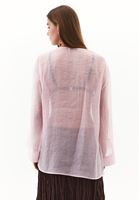 Bayan Pembe V Yaka Tül Bluz ( TENCEL™ )