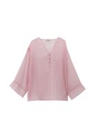 Bayan Pembe V Yaka Tül Bluz ( TENCEL™ )