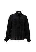 Bayan Siyah Balon Kollu Gömlek ( TENCEL™ )