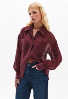 Bayan Bordo Balon Kollu Gömlek ( TENCEL™ )