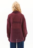 Bayan Bordo Balon Kollu Gömlek ( TENCEL™ )