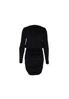 Women Black Gathered Velvet Mini Dress
