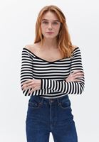 Women Mixed Boat Neck Knitwear