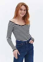 Women Mixed Boat Neck Knitwear
