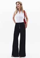 Women White Ruched Polo Neck Tank Top
