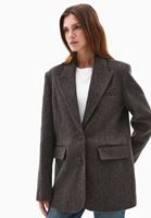 Bayan Kahverengi Yün Karışımlı Blazer Ceket