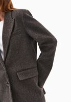 Bayan Kahverengi Yün Karışımlı Blazer Ceket