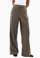 Bayan Kahverengi Yün Karışımlı Wide-Leg Pantolon