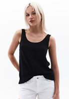 Women Black Cotton Blended Scope Neck Singlet