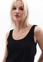 Women Black Cotton Blended Scope Neck Singlet