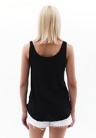 Women Black Cotton Blended Scope Neck Singlet