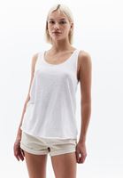 Women White Cotton Blended Scope Neck Singlet