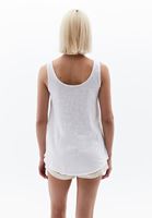 Women White Cotton Blended Scope Neck Singlet