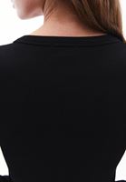 Women Black Button Detail T-Shirt